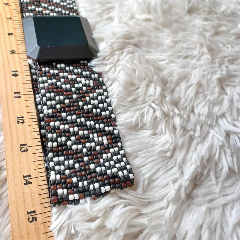 VTG Banana Republic Glass Beaded Stretch Belt bohemian, hippie-inspired design